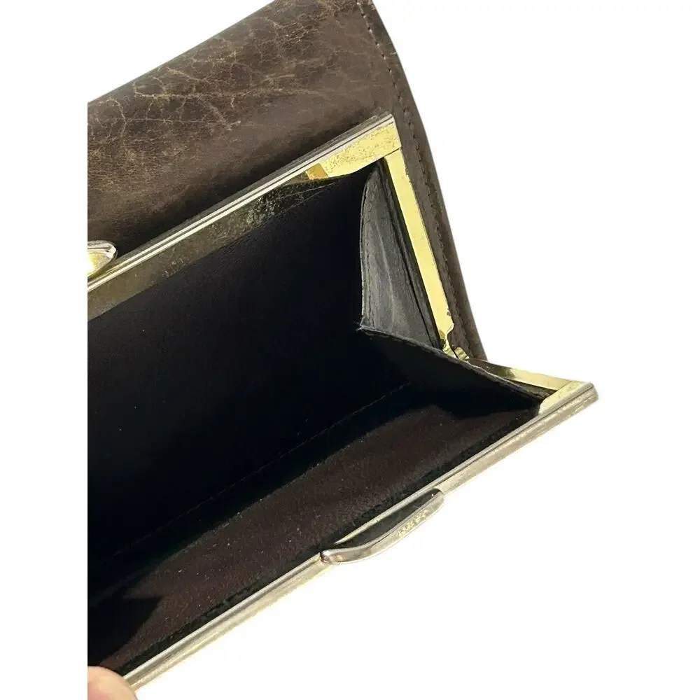 Le Baron MCM Genuine Buffalo Calf Leather Coin Wallet Ladies Change Holder Brown